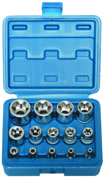 14Pc 1/4", 3/8" & 1/2" Drive E-Type Socket Set